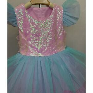 Girls' Fun Sparkly Rainbow Tulle Dress **New**